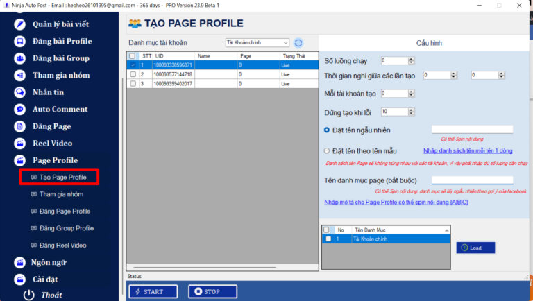 select "Page Profile" => "Create Page Profile"