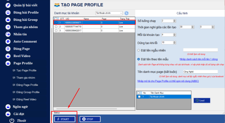 Select “Start” to begin the automatic page creation process