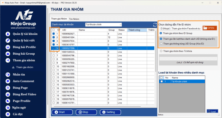 How to join a group by UID list