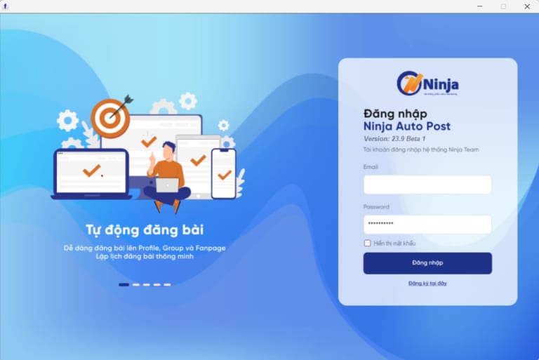 Log in to Ninja Auto Post facebook reels posting software