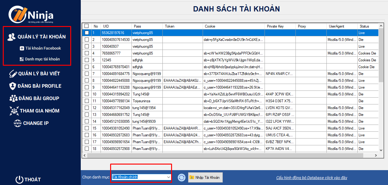 Manage Facebook account 