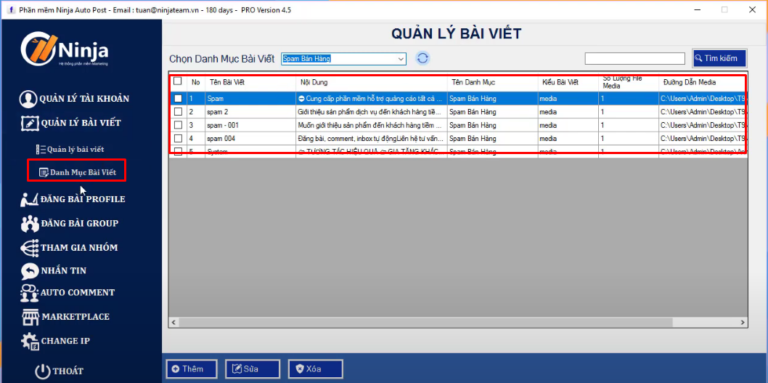 How to manage posts on Ninja Auto Post Client software
