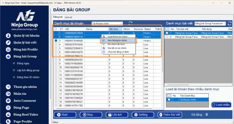 Select “View group information”